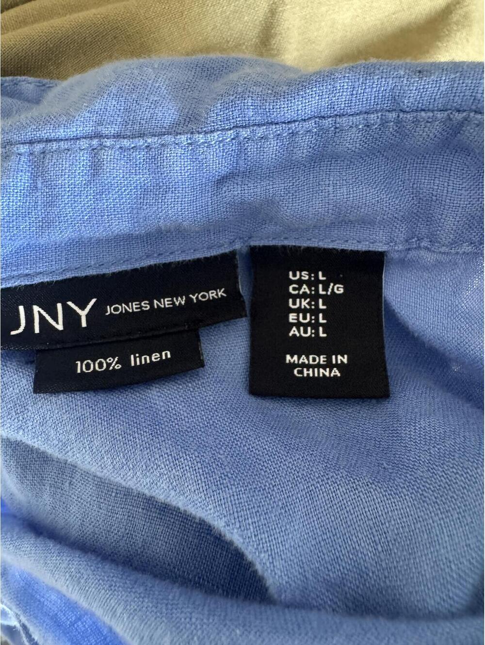 Jones New York Sleeveless Blue Button-Up Tunic Top 100% Linen - Picture 4 of 4